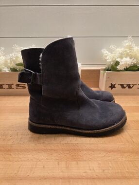 Birkenstock Women's Uppsala Shearling Suede Boots Navy Blue Size 39